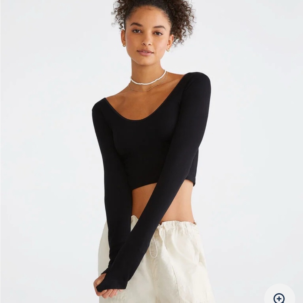 Elegant Black Long Sleeve Women's Top